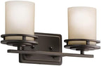Kichler Hendrik 14.5" 2 Light Vanity Light with Light Umber Etched Glass Olde Bronze®