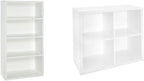 ClosetMaid Bookshelf with 4 Shelf Tiers, Adjustable Shelves, Tall Bookcase Sturdy Wood & 4 Cube Storage Shelf Organizer Bookshelf with Back Panel, Easy Assembly, Wood, White Finish