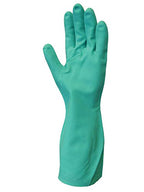 SHOWA 730 Chemical Resistant Gloves, 15-mil Nitrile with Cotton Flock Liner, 13-inch Extended Gauntlet, Bisque Grip, CE Cat III & Food Safe, Green, X-Large, 12-Pack