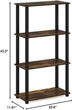 Furinno Turn-S-Tube 4-Tier Compact Multipurpose Shelf Display Rack with Square Tube, Amber Pine/Black