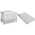 Delta Children Lancaster 4-in-1 Convertible Baby Crib, Bianca White & Contoured Changing Pad, White