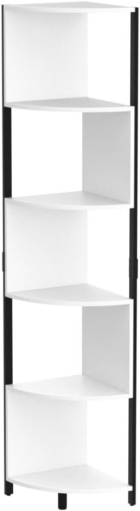 YITAHOME 6-Tier Corner Shelf, 68.8" Tall Modern Free Standing Zigzag Corner Bookshelf, 6 Shelf Display Corner Bookcase Open Small Book Shelves for Living Room, Home Office, Small Space, White