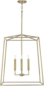 Capital Lighting 537643AD Thea Lantern Foyer Pendant, 4-Light 240 Total Watts, 28" H x 22" W, Aged Brass