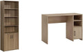 Sauder Beginnings Bookcase with Doors, L: 24.65" x W: 11.65" x H: 71.14", Summer Oak Finish & Beginnings Desk, L: 40.39" x W: 17.48" x H: 28.82", Summer Oak Finish
