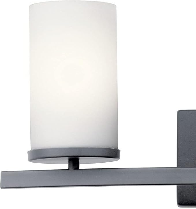 Kichler Crosby 23" Vanity Light in Brushed Nickel, 3-Light Contemporary Bathroom Light with Satin Etched Cased Opal Glass, (23" L x 8.75" H), 45497NI