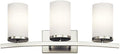 Kichler Crosby 23" Vanity Light in Brushed Nickel, 3-Light Contemporary Bathroom Light with Satin Etched Cased Opal Glass, (23" L x 8.75" H), 45497NI