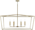Capital Lighting 837661AD Thea Symmetrical Clear Line Island/Linear Pendant, 6-Light 360 Total Watts, 21" H x 42" W, Aged Brass