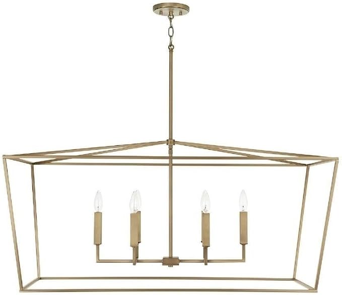 Capital Lighting 837661AD Thea Symmetrical Clear Line Island/Linear Pendant, 6-Light 360 Total Watts, 21" H x 42" W, Aged Brass