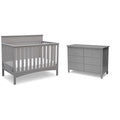 Delta Children Fancy 4-in-1 Convertible Crib and 6 Drawer Dresser Bundle, Grey