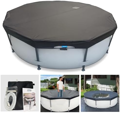 21 Ft Pool Cover, with Automatic Drain Round Pool Cover, One-Piece Quick Installation and Removal Above Ground Pool Cover, Preventing Waterlogging, UV Protected Solar Swimming Pool Cover