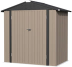 Greesum 6×4FT Outdoor Storage Shed, Metal Patio Storaged Sheds with Lockable Doors, Sheds & Outdoor Storage for Bike, Backyard, Pool and Garden, Brown