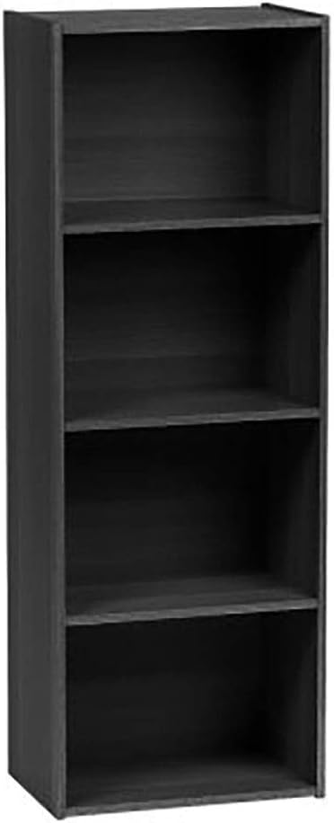 IRIS USA, Inc. Small Spaces Wood, Bookshelf Storage Shelf, Bookcase, 4-Tier, Black