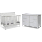 Delta Children Fancy 4-in-1 Convertible Crib and 6 Drawer Dresser Bundle, Bianca White