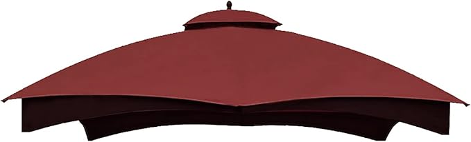 Hugline Outdoor Replacement Canopy Top Double Tier Gazebo Roof Cover for Lowe's Allen Roth 10x12 Gazebo #GF-12S004B-1 (Burgundy)