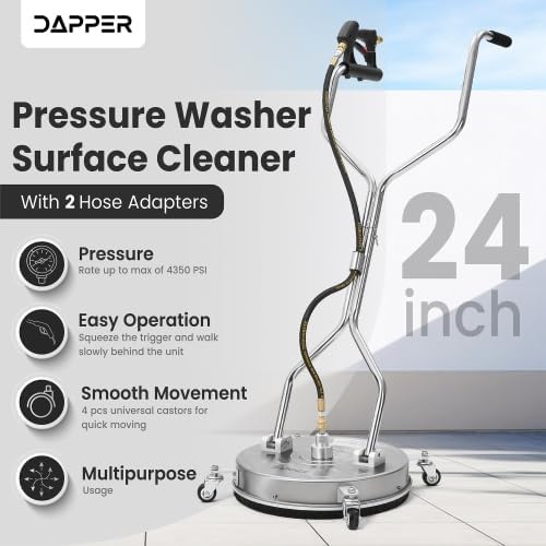 24 in. 4350 PSI Pressure Washer Surface Cleaner with 2 Hose Adapters