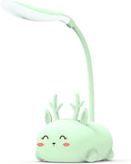 Kids Lamp, Cute LED Desk Lamp for Kids, Mini Animal Night Light, USB Rechargeable Flexible Cartoon Lamp Eye-Care Lighting for Bedroom (Deer B, Green)