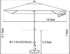 EliteShade USA 10-Year-Non-Fading 6.5x10Ft Rectangular Market Umbrella Patio Umbrella Outdoor Table Umbrella with Ventilation, Navy Blue