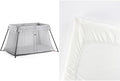 BabyBjörn Travel Crib Light, Silver with Fitted Sheet for Travel Crib Light - Organic White