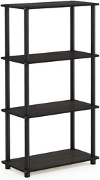 Furinno (99557EX/BK) Turn-N-Tube 4-Tier Multipurpose Shelf Display Rack - Espresso/Black