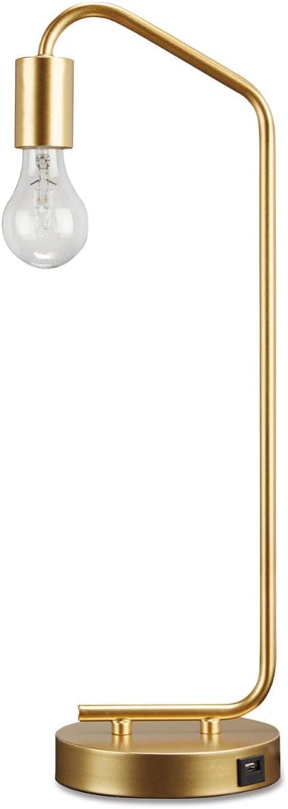 Signature Design by Ashley Covybend 21" Industrial Minimalist Metal Desk Lamp, Gold