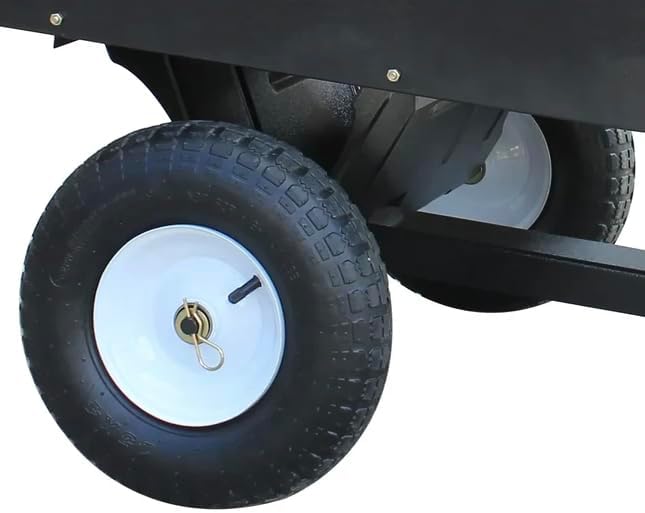 Yard Commander - 400LB Heavy Duty Tow Behind ATV Trailer Steel Dump Cart - 10-Cubic Feet Capacity - Garden Utility Trailer - Trailers with Removable Tailgate for Riding Lawn Mower Tractor