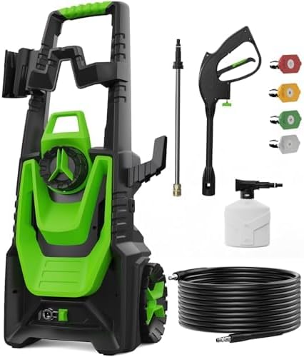 Pressure Washer -5000PSI Power Washer 500ML Foam Canno with Pressure Washers 4 Quick Connect Nozzles for Cars Patios Driveway