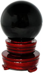 Obsidian Crystal Sphere Ball with Wood Stand Large Healing Crystals Sphere Sculpture Home Office Decoration Fengshui Meditation Healing 90mm 3.54'' (Obsidian, 3.54")