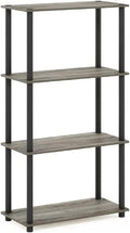 Furinno (99557GYW/BK) Turn-N-Tube 4-Tier Multipurpose Shelf Display Rack - French Oak Grey/Black