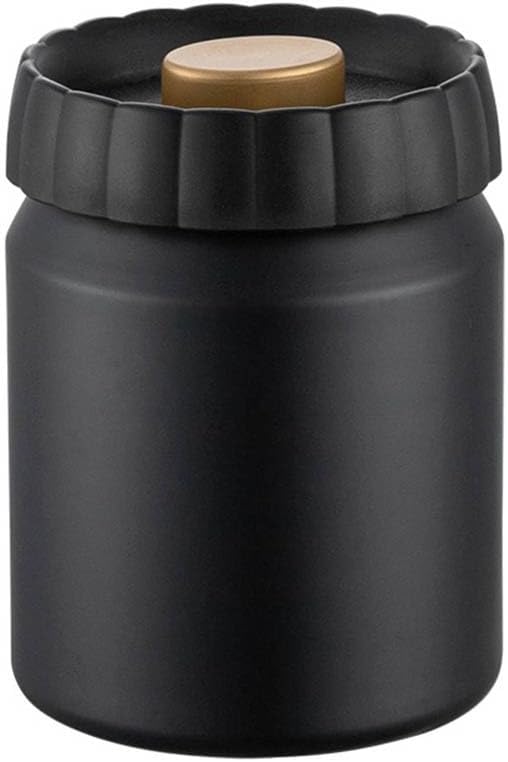 304 Stainless Steel Coffee Bean Canister, Airtight Coffee and Tea Storage Container, Light Blocking Moisture Food Storage Jar for Beans Tea Spices(Black)