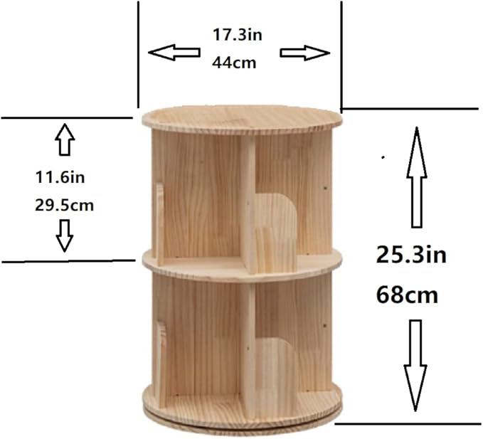 Heehee 2 Rotating Bookshelf 360 Display Floor Standing Bookcase Storage Rack for Kids&Adults Multi-Functional Bookshelf Organizer (2-Tier)