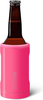 BrüMate Hopsulator Bott'l Insulated Bottle Cooler for Standard 12oz Glass Bottles | Glass Bottle Insulated Stainless Steel Drink Holder for Beer and Soda (Neon Pink)