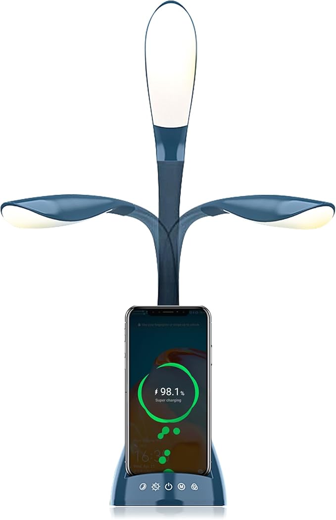 Led Desk Lights for Bedroom Flexible Gooseneck Table Lamp with Wireless Charger Touch Dimmable Night. Simple Modern Smart Floor Light with 5 Color Brightness and 5 RGB Colorful Ambient Lighting
