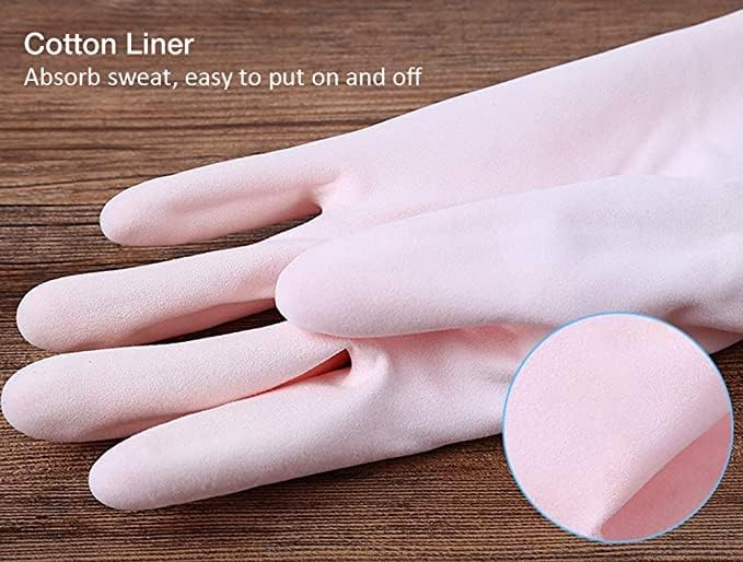 Alimat PluS 1 Pack Reusable Cleaning Gloves Latex Free, Dishwashing Gloves with Cotton Flock Liner and Embossed Palm, Waterproof Household Gloves for Laundry, Gardening(Purple)