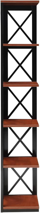 Convenience Concepts Oxford 5 Tier Corner Bookcase, Cherry / Black