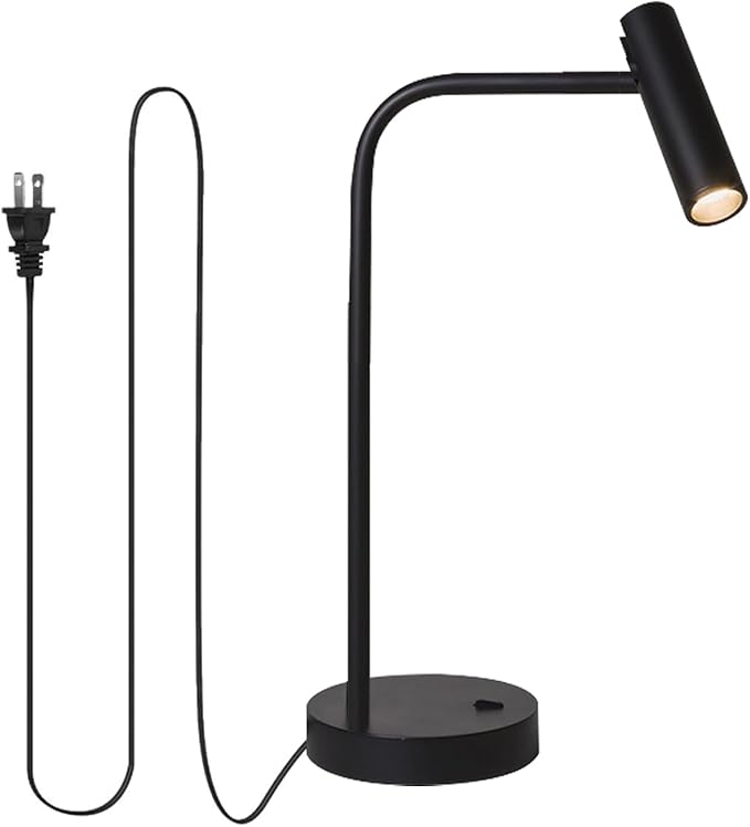 ZEROUNO Metal Desk Lamp, Eye-Caring Reading Table Lamp, Study Lamps with Flexible Adjustable Swing Arm, Table Lamp for Bedside Office Study Reading Work (Black)