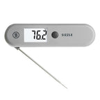 ThermoWorks Sizzle Digital Meat Thermometer – Instant Read in 2 Seconds, Waterproof, Folding Probe with Magnetic Back, Auto-Rotating Backlit Display, for Cooking Food, Grill & BBQ - Dove Grey