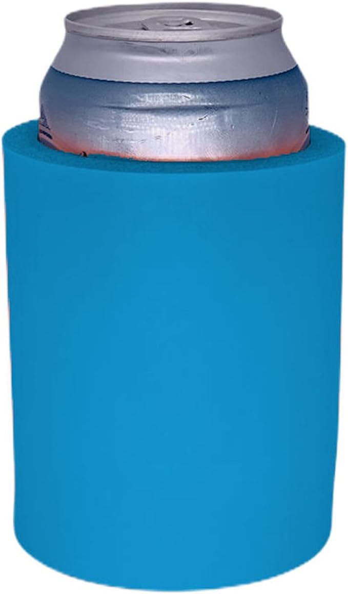 Blank Thick Foam Old School Can Cooler (12 Pack, Neon Blue)