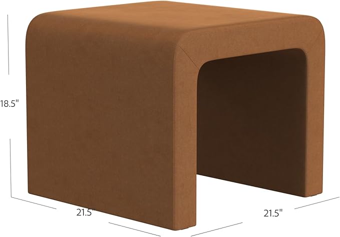 Modern Channel Rust Velvet Foot Stools Ottoman Home Décor, Soft Ottoman Foot Rest Chair for Bedroom and Living Room, Vanity Chair and Stool in Dressing Area, and Lounge