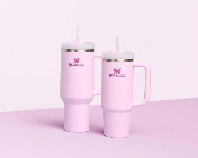 STANLEY Quencher H2.0 Flow State Tumbler, 40 oz, Cherry Blossom | Handle and Straw | 3-Position Lid | Cup Holder Compatible for Travel | Insulated Stainless Steel Cup | BPA-Free