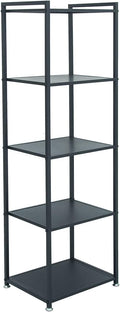 Display Shelf, 5-Tier Shelf Stand, Black Metal Thin Narrow Tall Large Corner Shelf Bookshelf Freestanding for Bedroom Shop Commercial Retail Storage(19.7x15.7x63)…