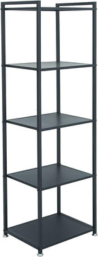 Display Shelf, 5-Tier Shelf Stand, Black Metal Thin Narrow Tall Large Corner Shelf Bookshelf Freestanding for Bedroom Shop Commercial Retail Storage(19.7x15.7x63)…