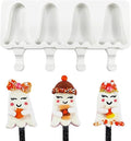 Cute Halloween Ghost Shaped Popsicle Mold Silicone 4 Cavities Ice Pop Molds for Kids Adults Reusable Ice Cream Mold Cake Pop Molds Silicone Popsicle Molds Cake Cakesicle Mold for DIY Ice Pops D