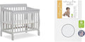 Aden 4-in-1 Convertible Mini Crib in Grey, Greenguard Gold Certified & Sunset 3” Extra Firm Fiber Crib Mattress, Greenguard Gold Certified, Waterproof Vinyl Cover, Baby Mattresses