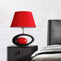 Red Modern Table Lamp, Ceramic Desk Lights with Linen Shade LED Bedroom Bedside Light Living Room Office Desk Night Lantern 14.8inch American Desktop Light for Home, E26 Base 60W 110V