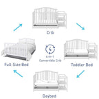 Graco Solano 4-in-1 Convertible Crib and Changer with Drawer (White) – Crib and Changing Table Combo with Drawer, Includes Changing Pad, Converts to Toddler Bed, Daybed and Full-Size Bed