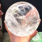 Natural Clear Quartz Crystal Ball,White Crystal Sphere Healing Crystal Ball with Stand Home Decor Prosperous Love Invite Wealth + Pedestal (700g)…