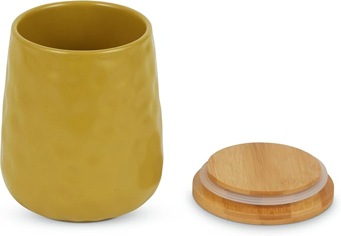 DII Kitchen Accessories Collection, Textured Matte Ceramic Canister Set, Lemongrass, Dimple, 2 Piece