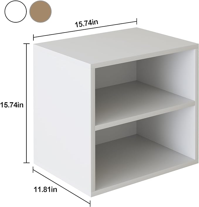Storage Cube 2 Tiers White Stackable Storage Shelf, Cubby Organizer Wooden Display Shelf Closet Organizer,Modern Cubical Bookcase Compact Storage Cabinet for Living Room Bedroom Office