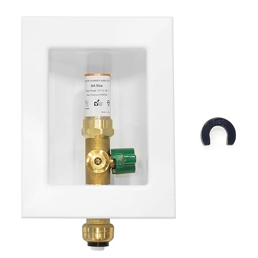 EFIELD Push-fit Pre-Assembled Ice Maker Outlet Box, 1/2-Inch Push-Fit Connection with Installed 1/4-Turn Ball Valve with Copper Water Hammer Arrestor,(IM010)