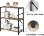 FOLUBAN Small Bookshelf, 3 Tier Open Book Shelf, Rustic Wood and Metal Shelving Unit for Small Space, Oak